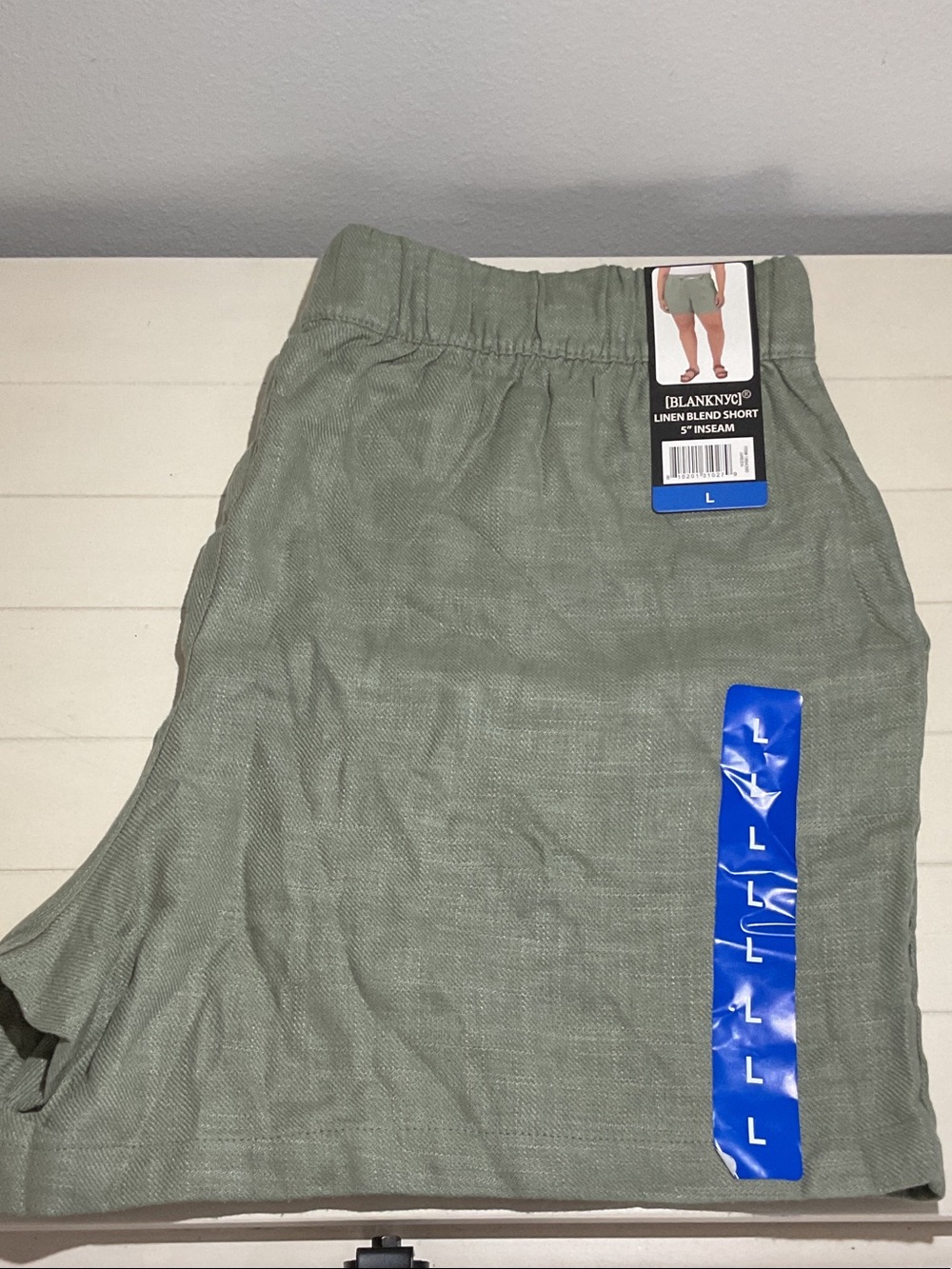 Blank NYC Olive Green Linen-Blend Shorts